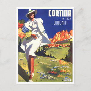 Carte Postale Cortina Dolomites Italie voyage millésime