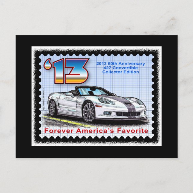 Carte Postale Corvette 60e anniversaire 2013 Convertible (Devant)