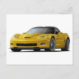 Carte Postale Corvette ZR1 voiture jaune