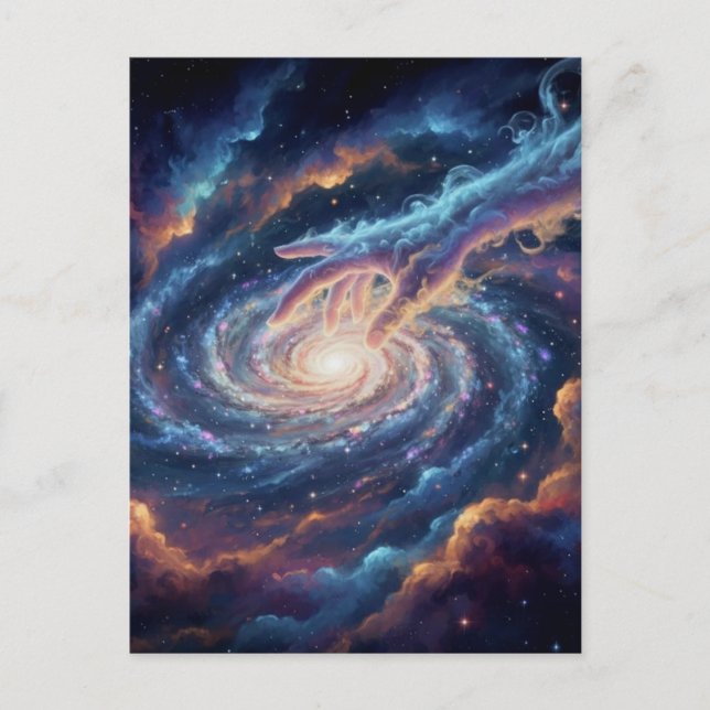 Carte Postale Cosmic Hand of Creation — Surreal Galaxy Art (Devant)