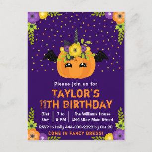 Carte Postale Costume Citrouille d'Halloween fête d'anniversaire