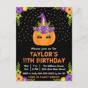 Carte Postale Costume Citrouille d'Halloween fête d'anniversaire