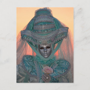 Carte Postale Costume de Carnaval Bleu, Venise