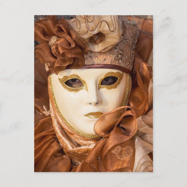 Carte Postale Costume de Carnaval orange, Venise (Devant)