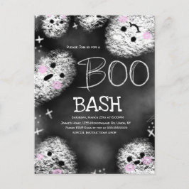 Carte Postale Costume de fantôme de tableau noir Halloween Anniv