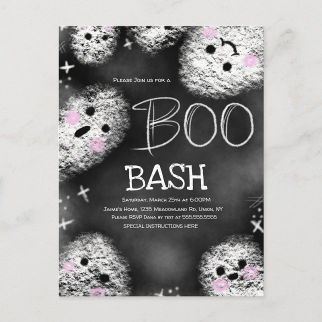 Carte Postale Costume de fantôme de tableau noir Halloween anniv (Devant)