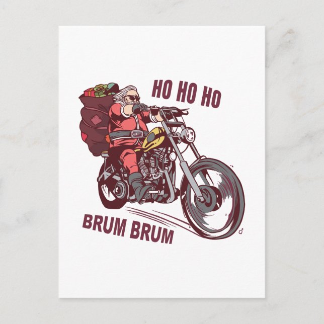 Carte Postale Costume de Noël père Noël Biker pour Invitatiatiat (Devant)