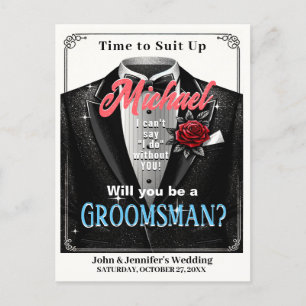 Carte Postale Costume d'invitation Groomsman Tuxedo