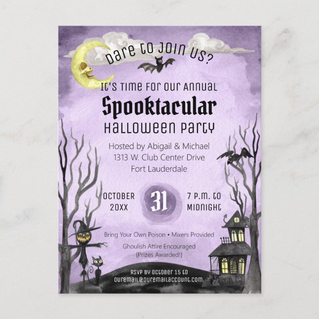 Carte Postale Costume éffrayant Halloween Spooktacular Black Pur (Devant)