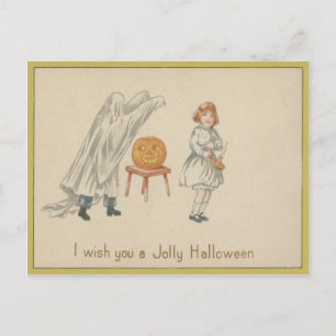 Carte Postale Costume Fille Fantôme Peur Jack-o'-lantern