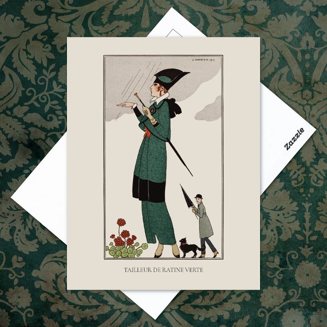 Carte Postale Costume vert Barbier Mode Vintage française (Créateur téléchargé)