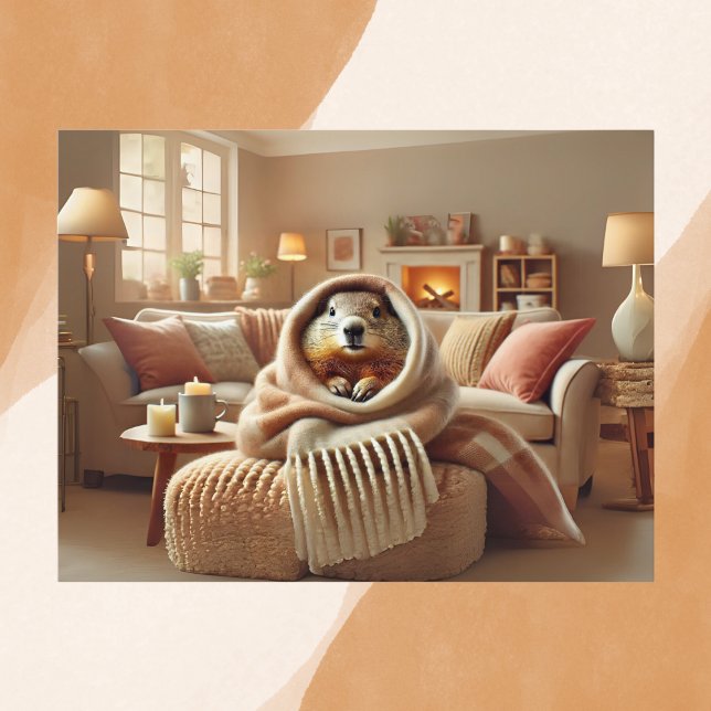 Carte Postale Cosy Groundhog hiver chaud (Créateur téléchargé)