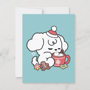 Carte Postale Cosy Puppy Dreams - Chocolat chaud et Noël