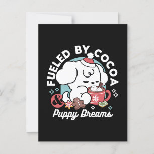 Carte Postale Cosy Puppy Dreams - Chocolat chaud et Noël