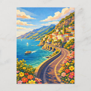 Carte Postale Côte Amalfitaine Italie Riviera Voyage Vintage