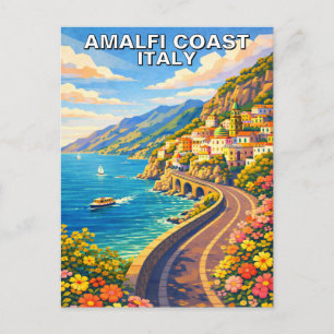 Carte Postale Côte Amalfitaine Italie Riviera Voyage Vintage