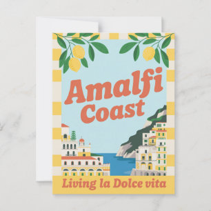 Carte Postale Côte amalfitaine Italie Vie Rétro la Dolce Vita