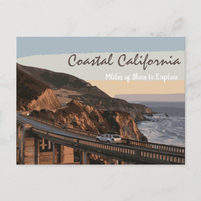 Carte postale Côte Californie Miles Shore (Devant)