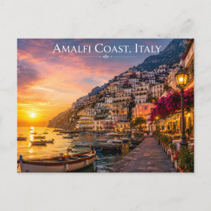 Carte Postale Côte d'Amalfi Italie Coucher de Soleil Voyage