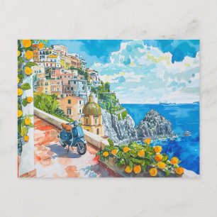 Carte Postale Côte d'Amalfi, Italie Voyage Rétro