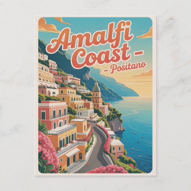 Carte Postale Côte d'Amalfi Positano Vintage (Devant)