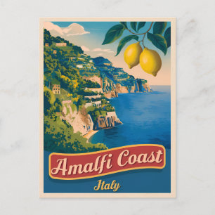 Carte Postale Côte d'Amalfi Vintage voyage Italie Pittoresque ré