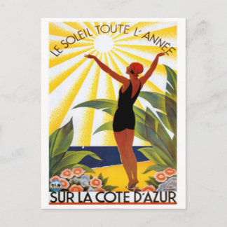 Carte Postale Côte d'Azur vintage, France -