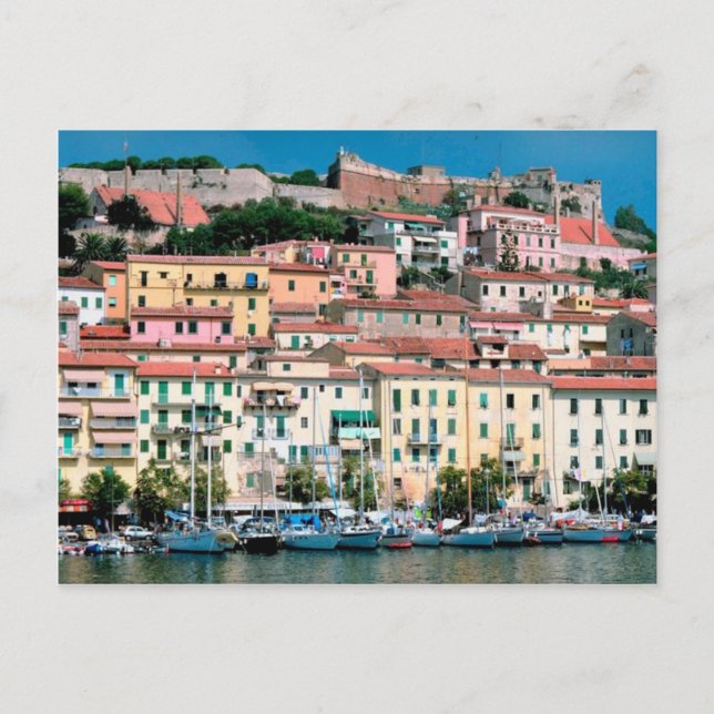 Carte Postale Côte de la mer Méditerranée Italie Village et port (Devant)