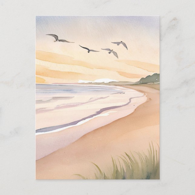 Carte Postale Côte Océanique | Aquarelle claire (Devant)
