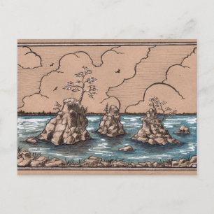 Carte Postale Côtes de l'Oregon Seastacks papier tressé paysage 