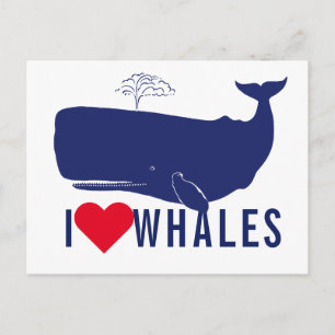 Carte Postale Côtier I Love Whales Citation Moderne Typographie 