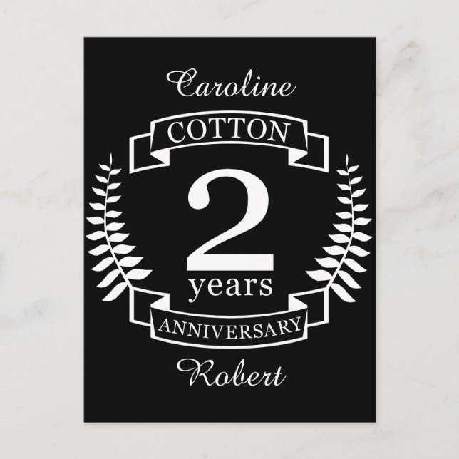 Carte Postale Coton mariage anniversaire 2 ans mariés (Devant)