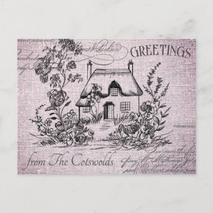 Carte Postale Cottage anglais vintage Cotswolds