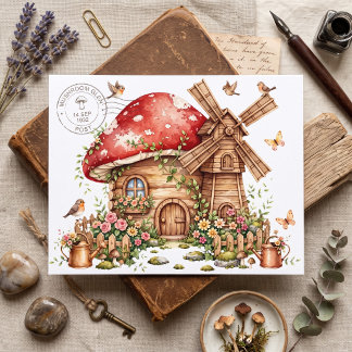 Carte Postale Cottage champignon vintage