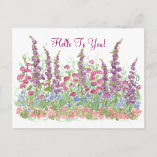 Carte Postale Cottage Jardin Aquarelle Fleurs Bonjour À Vous