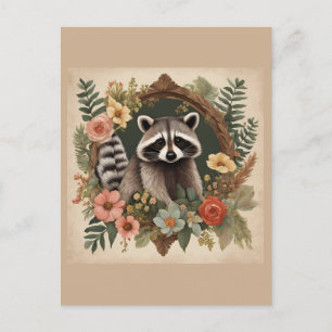 Carte Postale Cottagecore Cute Raccoon