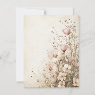Carte Postale Cottagecore Fleur sauvage rose