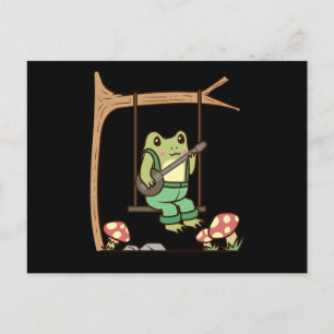 Carte Postale Cottagecore Grenouille esthétique avec Banjo et co