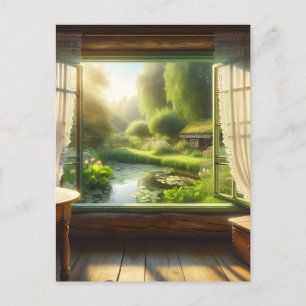 Carte Postale Cottagecore : Regarder un étang paisible