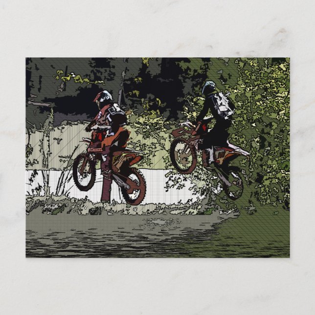 Carte Postale Cou et Cou - Motocross Racers (Devant)
