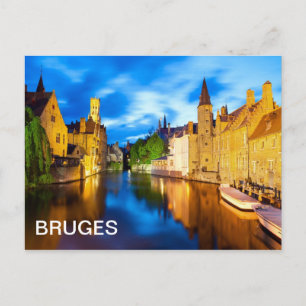 Carte Postale Coucher de soleil à Bruges. Belgique