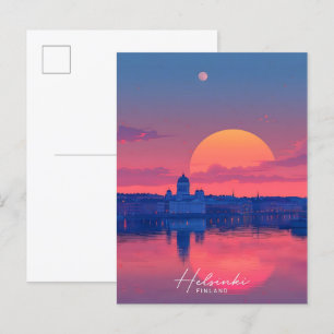 Carte Postale Coucher de soleil à Helsinki Finlande Voyage