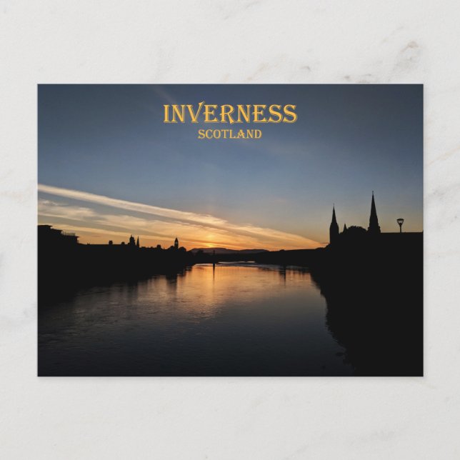 Carte Postale Coucher de soleil à Inverness, Écosse, Royaume-Uni (Devant)