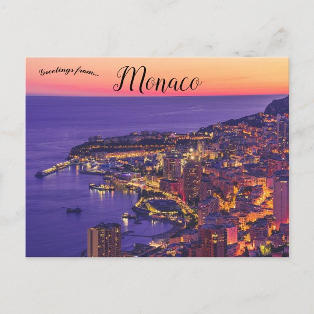 Carte Postale Coucher de soleil à Monaco (Devant)