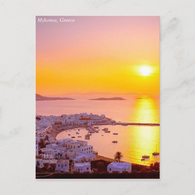 Carte Postale Coucher de soleil à Mykonos, Grèce (Devant)