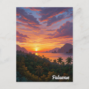 Carte Postale Coucher de soleil à Palawan Philippines Travel