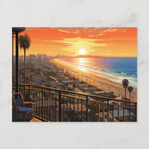CARTE POSTALE COUCHER DE SOLEIL À PÈRE NOËL MONICA #2