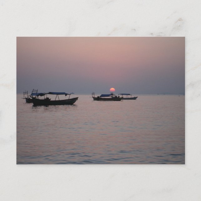 Carte Postale Coucher de soleil à Sihanoukville, Cambodge (Devant)