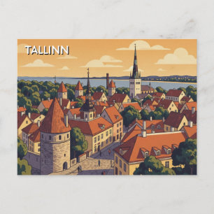 Carte Postale Coucher de soleil à Tallinn Estonie Voyage