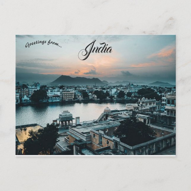 Carte Postale Coucher de soleil à Udaipur Inde (Devant)